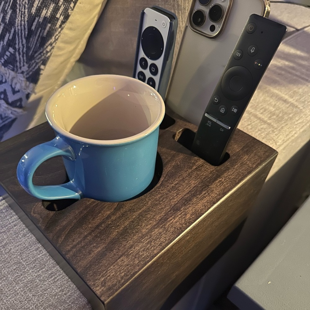 Handcrafted Lovesac Drink/Coffee Mug, Remote, and Phone Armrest Holder